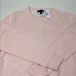 J. Crew Soft Pink Crewneck Sweater w/ back button down / tie detailing (NWT)